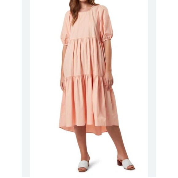 Charlie Holiday Dresses & Skirts - New Anthropologie Dress Size Medium Marny Tiered Cotton Modest Hi-Low 1/2 Sleeve